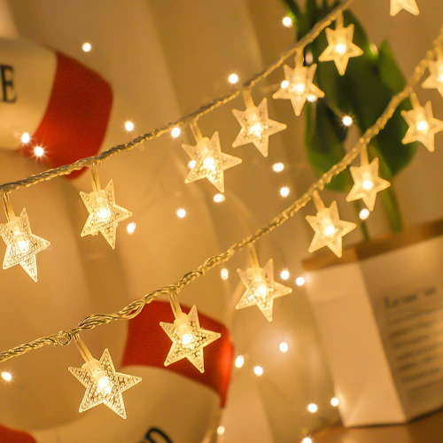 Star Lights Star String Lights 10Ft 20 LED Star Fairy Lights Battery Operated Waterproof Indoor Outdoor Twinkle Christmas Lights for Bedroom Party Wedding Xmas Tree Decoration(Warm White)