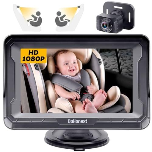DoHonest Baby Car Camera HD 1080P - Rear-Facing Car Baby Monitor with Night Vision, Adjustable View Angle, Easy Setup, Anti-Glare Display, Safety for Kids & Infants