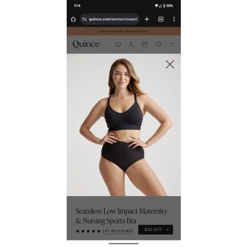 Quince Seamless Low Impact Maternity & Nursing Sports Bra