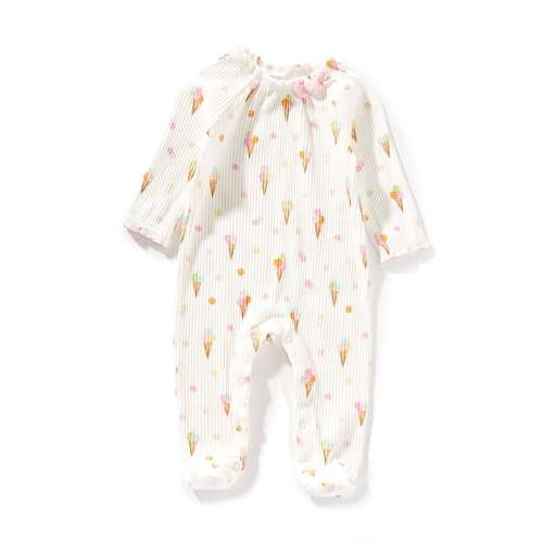 Mud Pie Baby Girls Long-Sleeve Ice Cream Printed Footie Coverall | Size: 0-3 Months