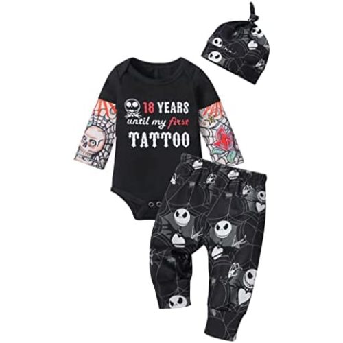 Baby Boy Clothes Tattoo Sleeve Funny Romper Bodysuit+Pants 3PCS Infant Outfits Set
