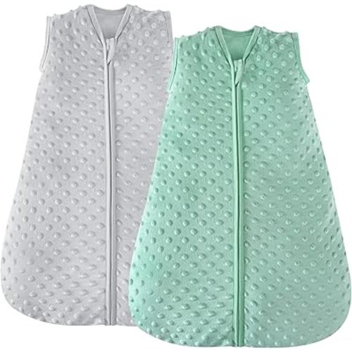 JELLYMONI Fleece Baby Sleep Sack 0-6 Months, 1.5 Tog Warm Winter Baby Wearable Blanket with Plush Dots and 2-Way Zipper, Cotton Toddler Sleep Sack