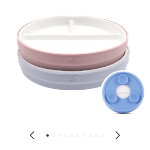 6.7"/16cm Porcelain White Divided Plates with Silicone Suction Sleeves