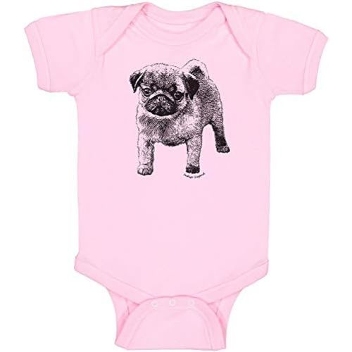 Indigo Legend Pug Puppy Bodysuit for Baby Boys & Girls