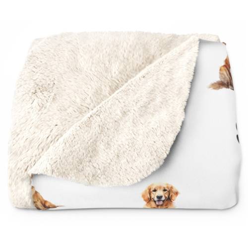 Golden Retriever Sherpa Fleece Blanket, Golden Lover Blanket, Gift for Golden Owner,Soft Cozy Golden Blanket,Golden Throw Gift, Approx 48x58
