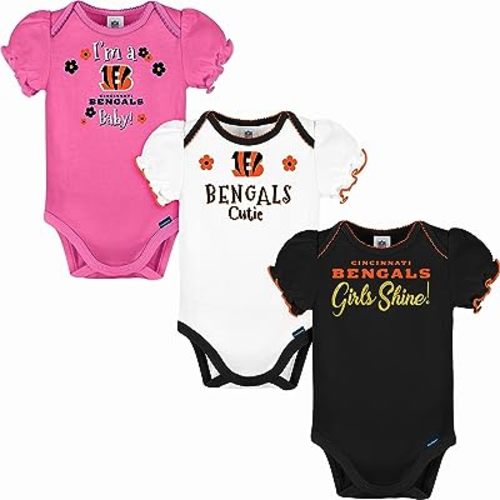 Gerber Baby Girls' NFL Team 3 Pack Short Sleeve Onesie Bodysuit