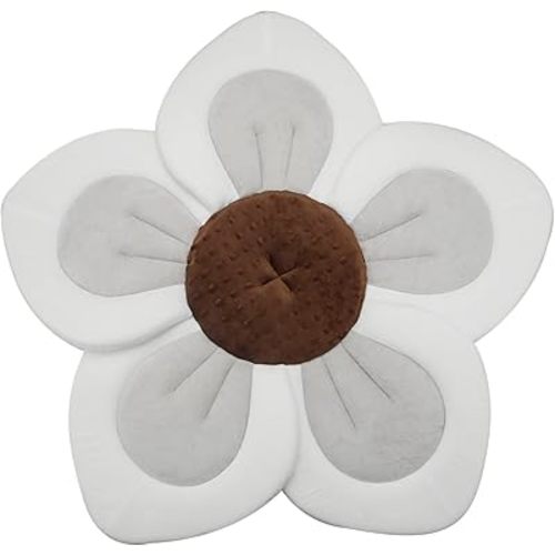 PandaEar Baby Bath Pad for Infant Newborn | Soft Flower 5 Petals for Sink Bathtub Essentials Shower Gift (Grey)