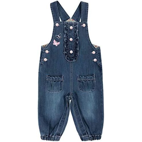 Peacolate 3months-3Years Baby Girls Denim Overalls Embroidery Bib Pants Jeans Jumpsuit