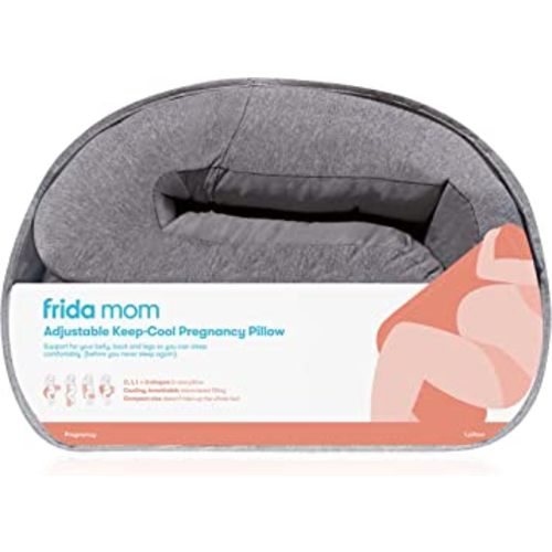 Frida Mom Adjustable Keep-Cool Pregnancy Pillow, U,C,L, and I Shaped Full Body Maternity Pillow for Comfortable Sleep, Support for Belly, Hips + Legs, Cooling for Pregnant Women, Grey