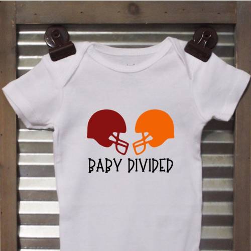 Baby Divided Football Helmet Bodysuit - Rival Infant Shirt - Great for football season! We can do your team&#39;s colors! Can change wording
