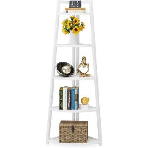 Tribesigns 70" 5-Tier Corner Shelf, White
