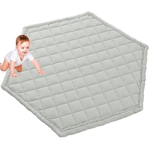 MABOZOO Hexagon Playpen Mat for Baby, 45x52 Inch Thicken Cotton Play Mat for Toddlers, Washable Non Slip and Cushioned Baby Crawling Mat for Six Pannel Playpen, Floor (Pink)