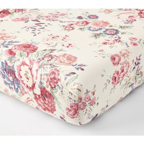 Eleanor Floral Organic Crib Fitted Sheet | Pottery Barn Kids