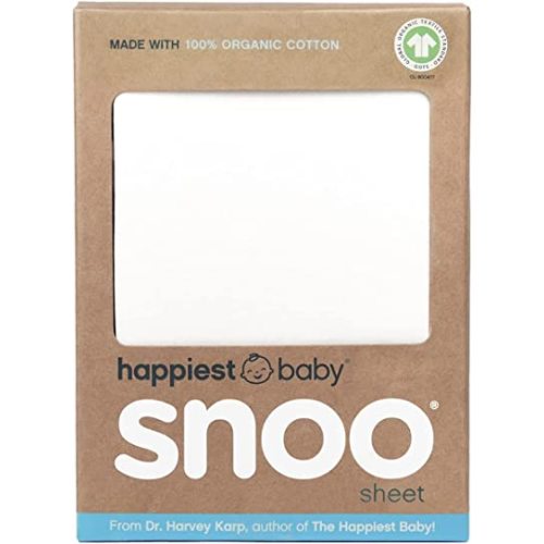 Happiest Baby SNOO Bassinet Fitted Sheet - 100% Organic Cotton Nursery Bedding - Fits SNOO Sleeper Crib Mattress (White)