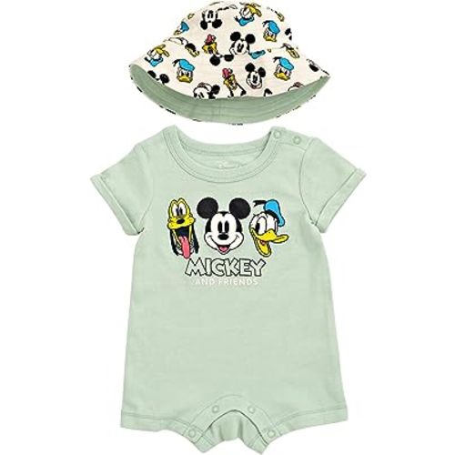 Disney Mickey Mouse Baby Romper & Bucket Sun Hat 3-6 M