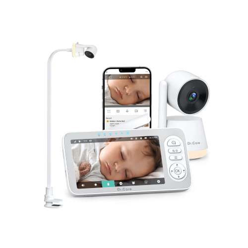 2K Baby Monitor with Camera, 5.5" Screen, Crib Clip Mount, WiFi & Non-