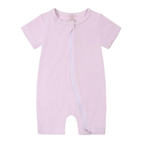 WIBACKER Baby Boys Girls Bamboo Viscose Romper, 2 Way Zipper Short Sleeve Jumpsuits, Sleep and Play 0-24 Months