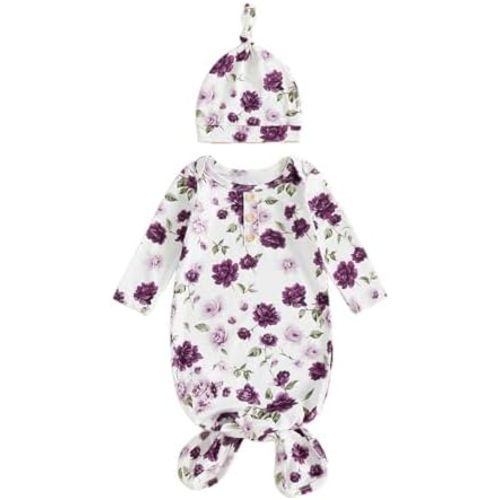 Infant Newborn Baby Girls Floral Sleep Gown Headband Sleepwear Romper Sleeping Bags Outfits