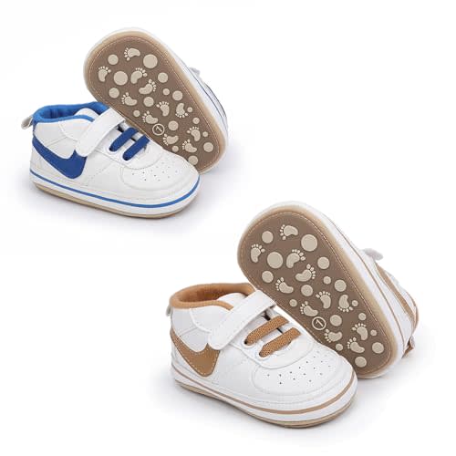 Clowora Unsex Baby Shoes Boys Girls Infant Sneakers Non-Slip Soft Rubber Sole Toddler Crib First Walker Lightweight Shoes