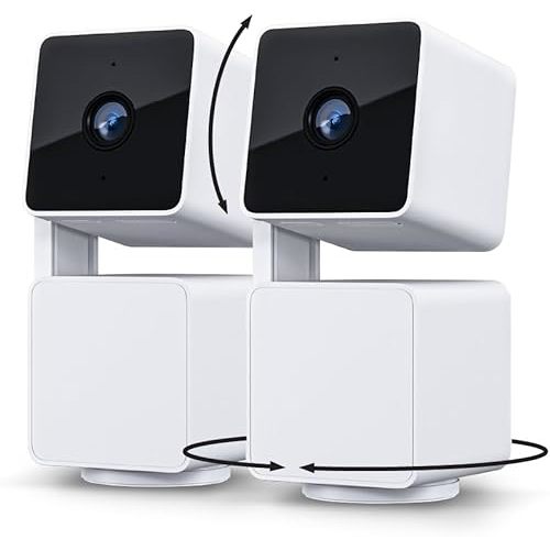 WYZE Cam Pan v3 Indoor/Outdoor IP65-Rated 1080p Pan/Tilt/Zoom Wi-Fi Smart Home Security Camera with Color Night Vision, 2-Way Audio, Compatible with Alexa & Google Assistant, White, 2-Pack