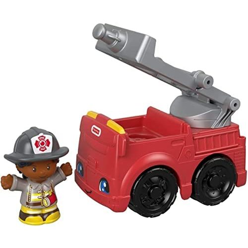 Fisher-Price Little People to The Rescue Fire Truck, Push-Along Vehicle and Figure Set for Toddlers and Preschool Kid
