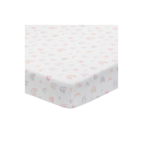 Watercolor Pastel Rainbow 100% Cotton Baby Fitted Crib Sheet