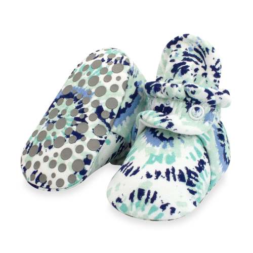 Tie Dye Organic Cotton Gripper Baby Bootie - True Navy - 6M