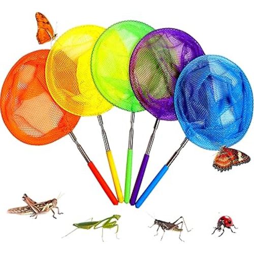 Kids Telescopic Butterfly Fishing Nets for Kids Catching Insect Net Outdoor Tools for Catching Bugs Fish Insect Ladybird, Extendable 34 Inches and Anti Slip Grip