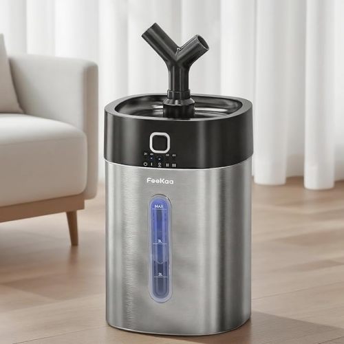 Feekaa Stainless Steel Humidifier, Easy Clean Dishwasher Safe, 4L/1Gal Cool Mist Humidifiers for Bedroom, Humidifiers for Baby, Humidifier Large Room for Nursery, Plant, Office, Living Room, White