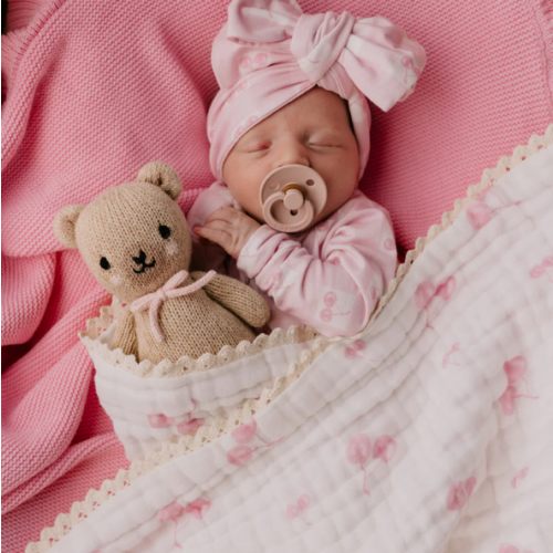 Gauze Lace Blanket | Pink Cherries – Little and Fern