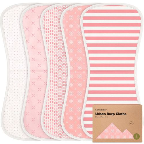 KeaBabies 5pk Urban Baby Burp Cloths, Organic Burping Cloth for Babies, Burp Rags for Baby Girls, Boys (Blush)