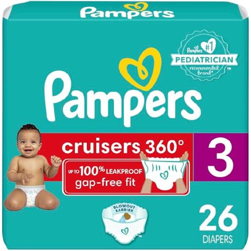 Pampers Cruisers 360 Diapers - Size 3, 26 Count, Pull-On Disposable Baby Diapers, Gap-Free Fit