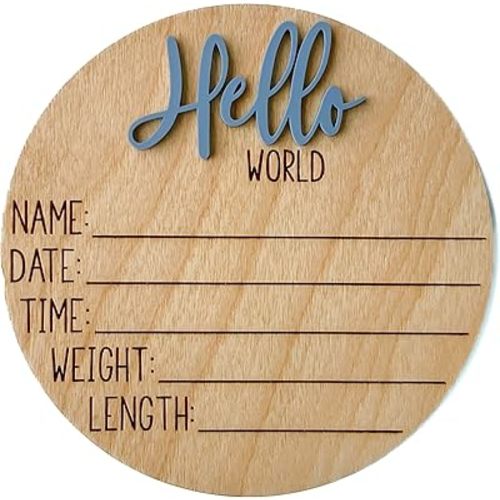 Hello World Newborn Sign, Baby Announcement Sign, Birth Announcement Sign, Hello World Nursery Plaque, Hospital Plaque Sign, Photo Prop for baby girl boy - (Dusty Rose)