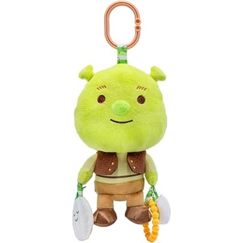 KIDS PREFERRED Shrek Activity Toy – Made with Super Soft Material & Features Jingle Bell, Child-Safe Mirror & Crinkle Sound – Use The C-Clip for Easy Hanging as On-The-Go Baby Toy for Boys & Girls