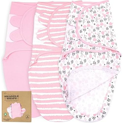 Bublo Baby Organic Zipper Swaddle Sleep Sacks – 3-Pack Swaddles for Newborns 0-3 Months, Adjustable & Breathable Infant Sleep Sack, Easy Diaper Change Swaddling Blanket for Baby Girls & Boys