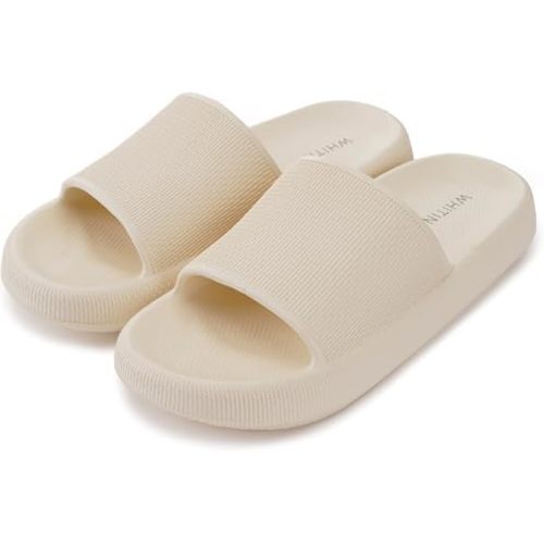 WHITIN Pillow Slippers for Women Non Slip | Cushioned Thick Sole Slides | Quick Drying Bathroom Sandals