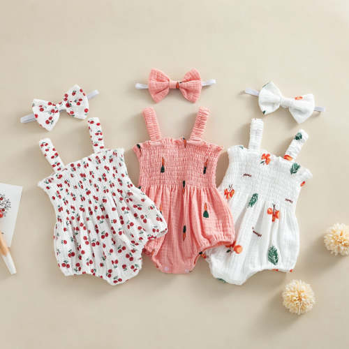 Cinched Summer Fruit Romper & Headband