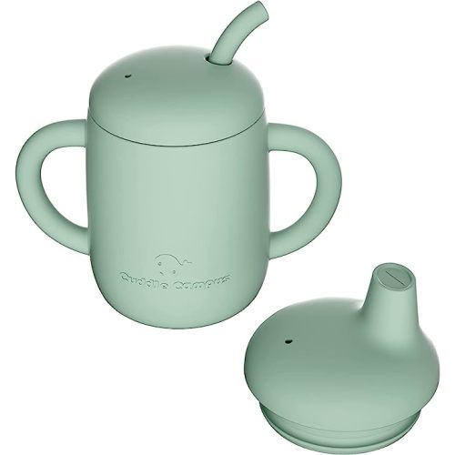 Cuddle Campus Sippy Cups 7OZ, [4 in 1] Baby Cups, Shatterproof Silicone Straw Cup,Open Cup for 6M, 6M+,6-12 Months,1/1+ Year Old Baby,Toddler