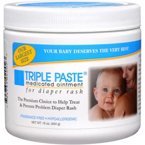 Triple Paste Diaper Rash Cream, Hypoallergenic Medicated Ointment for Babies, 16 oz (Packaging May Vary) - 1 Pound (Pack of 1)