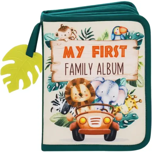 Newborn+ forever; Urban Kiddy™ Baby's My First Family Album | Soft Photo Cloth Book Gift Set for Newborn Toddler & Kids (Safari)