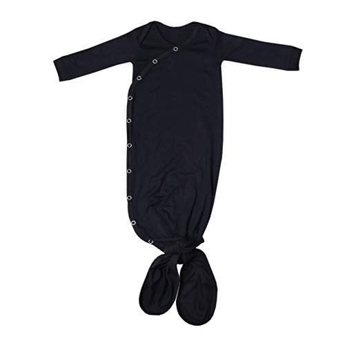 Copper Pearl Baby Gown - Knotted Newborn Sleepers for Baby Boy and Girl, Soft Stretchy Long Sleeve Infant Gowns with Bottom Tie and Hand Mittens, Perfect Hospital Coming Home Outfit (Midnight)