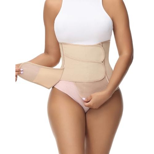 SHAPSHE Postpartum Belly Band Adjustable Wrap for Abdomen Compression | 4 Steel Bones for After Birth Support, 3 Adjustable Magic Tapes, Postpartum Belly Binding, Post-Surgery Compression