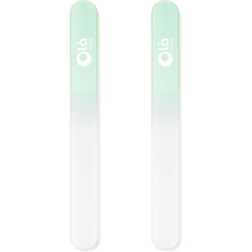 Olababy Glass Nail File for Newborns & Infants 2pk (Mint) | Safe Glass Fingernail Filer with Travel Case