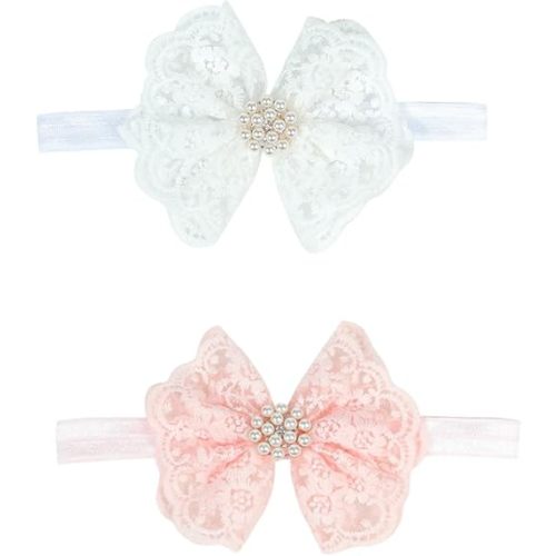 2 pack Toddler Girls Lace Bow Headband Baby Bowknot Hiarband Baby Shower Photo Props