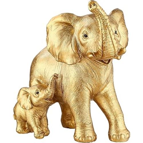 Elephant Statue - Elephant Decor - Mom Gifts - Elephant Gifts for Women - Home Decor Office Bookshelf TV Stand Living Room, Decoration for Shelf Table Decor - Gold