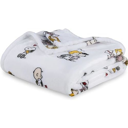 Berkshire Blanket Peanuts® VelvetLoft® Cute Character Snoopy Plush Oversized Kids Throw Blanket, Peanuts I got a Valentine White (50in x 60in)