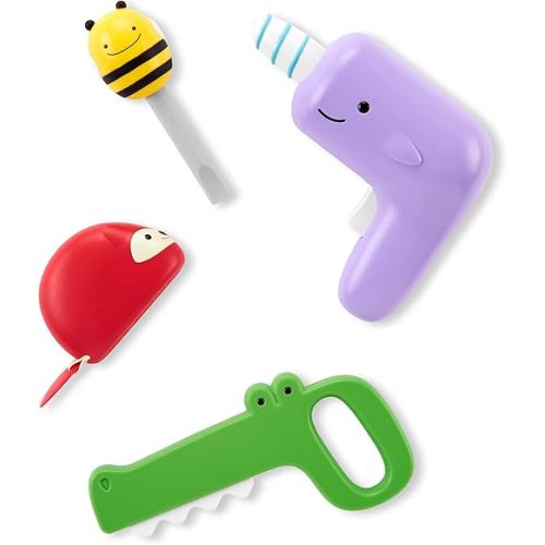 Skip Hop 4-Piece Toy Tool Set for Toddlers Ages 2+, Zoo Crew Tool Set Toy
