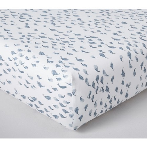 Organic Watercolor Whale Crib Sheets | Pottery Barn Kids