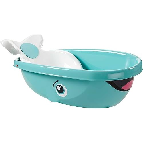 Fisher-Price Baby to Toddler Bath Whale of a Tub with Removable Infant Seat and Drain Plug, Fits Most Sinks