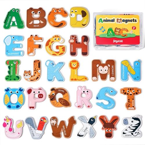 Amazon.com: JoyCat Wooden Thick Alphabet Magnets for Toddlers Fridge Large Size Cute Animal Colorful ABC Magnetic Letters 26 Uppercase Letters Educational Toy Set for Kids Toddlers Preschool Learning Spelling : Home & Kitchen